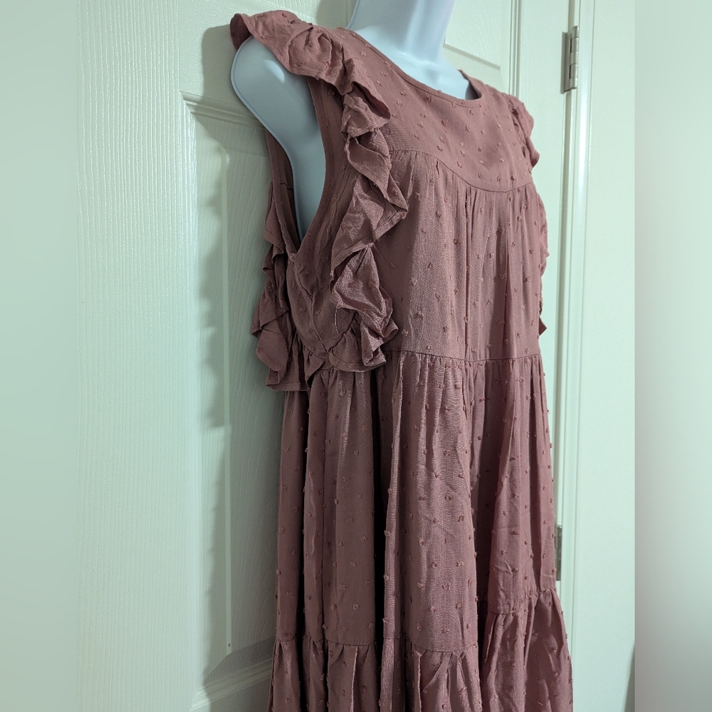Ruffled Sleeveless Dress in Dusty Pink - Picture 4 of 9